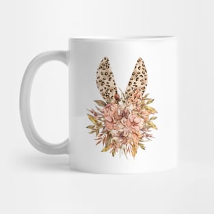 Cute leopard floral boho bunny ears illustration Mug